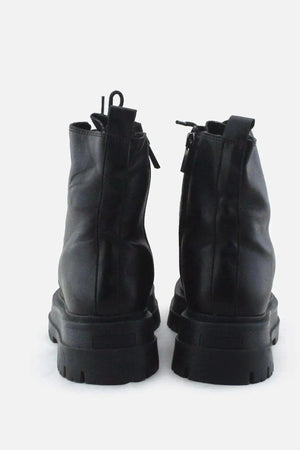 Stradivarius Zipper Laces Combat Ankle Boots |100% Authentic Leather - sundaybazar