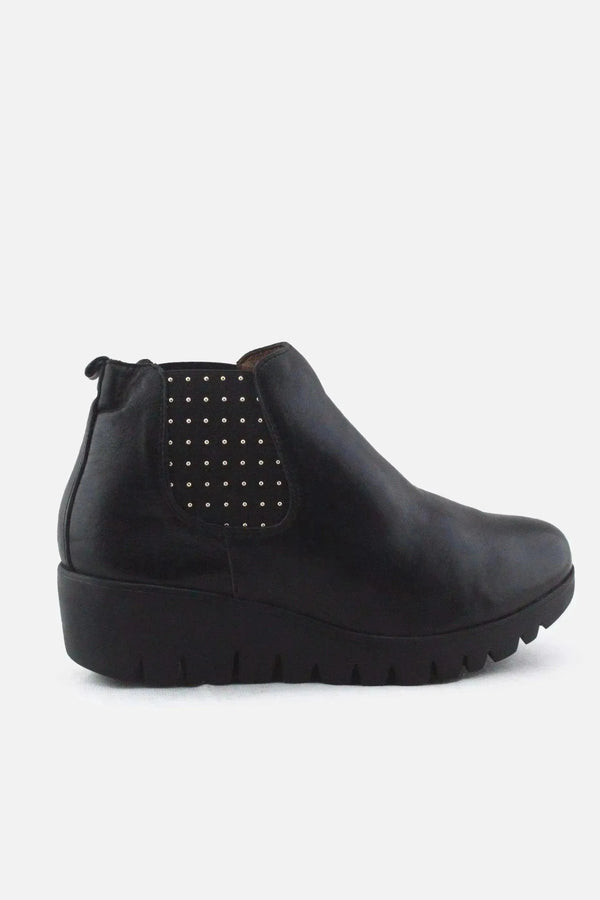 Wonders Stretchable Wedge Ankle Boots |100% Authentic Leather - sundaybazar