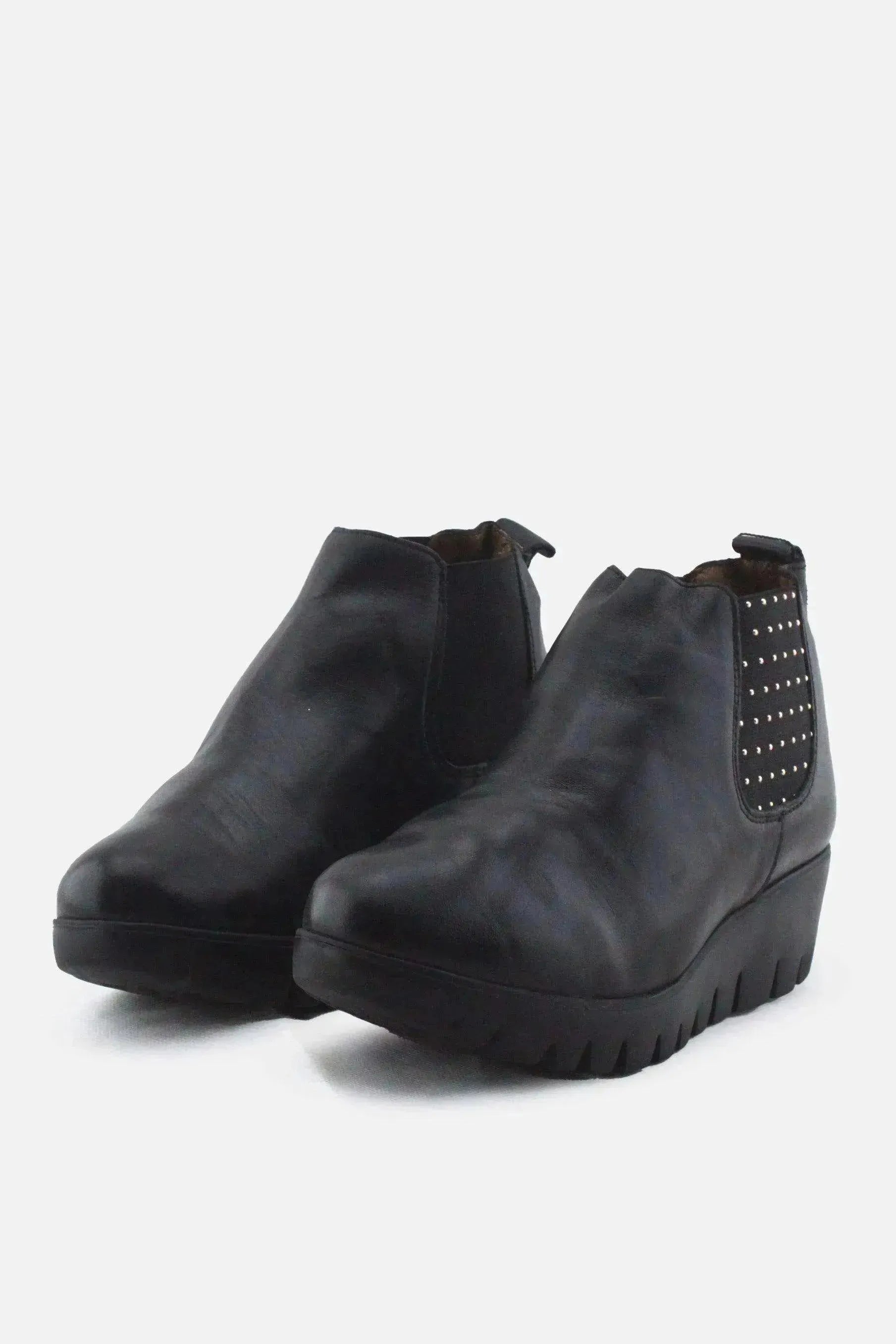 Wonders Stretchable Wedge Ankle Boots |100% Authentic Leather - sundaybazar