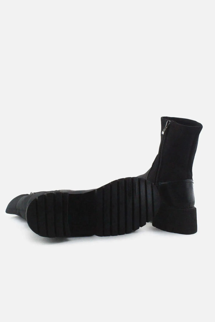 Stradivarius Zipper Combat Ankle Boots |100% Authentic Leather - sundaybazar