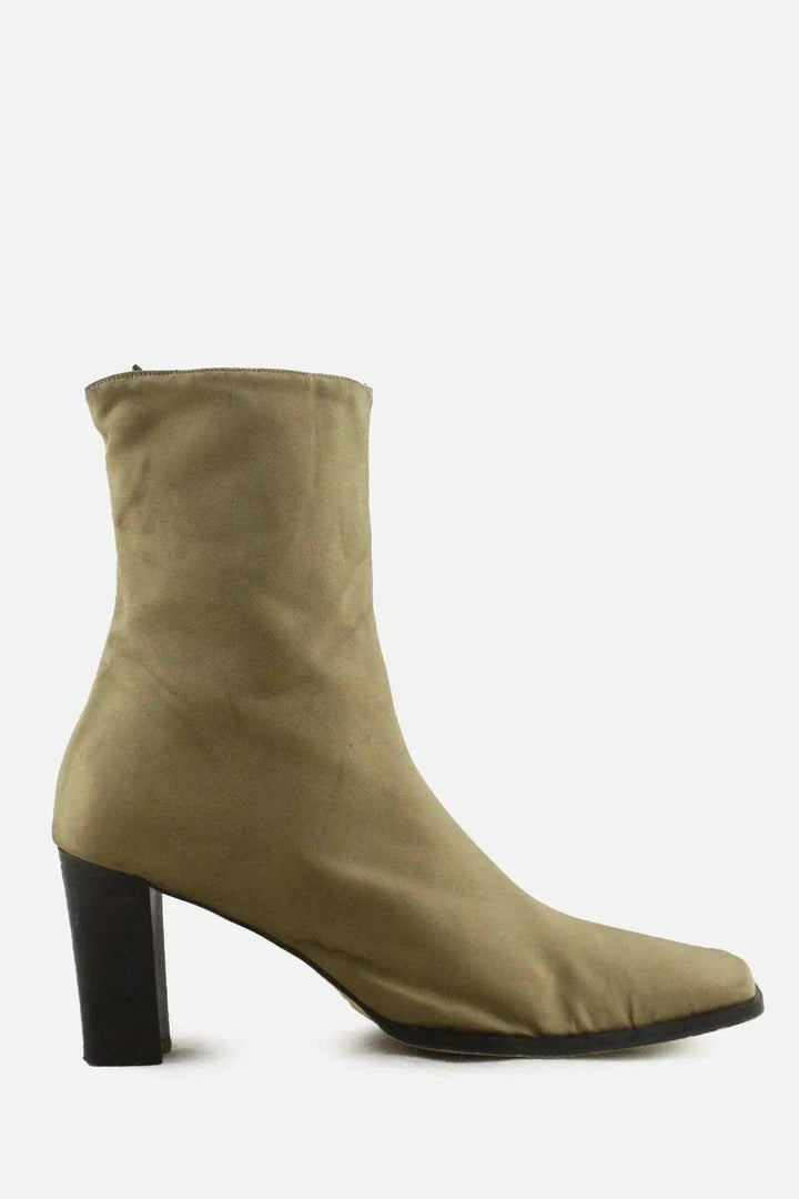 European Brand Zipper Block Ankle Boots | Textile - sundaybazar