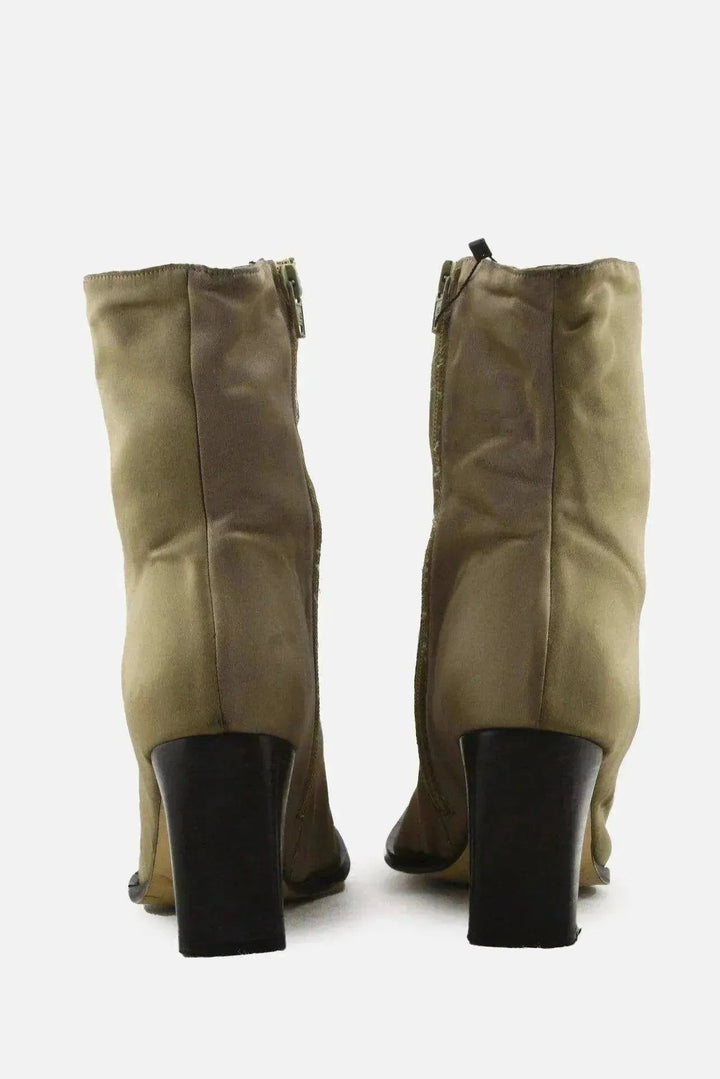 European Brand Zipper Block Ankle Boots | Textile - sundaybazar