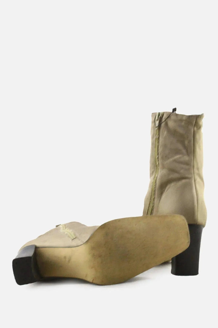 European Brand Zipper Block Ankle Boots | Textile - sundaybazar
