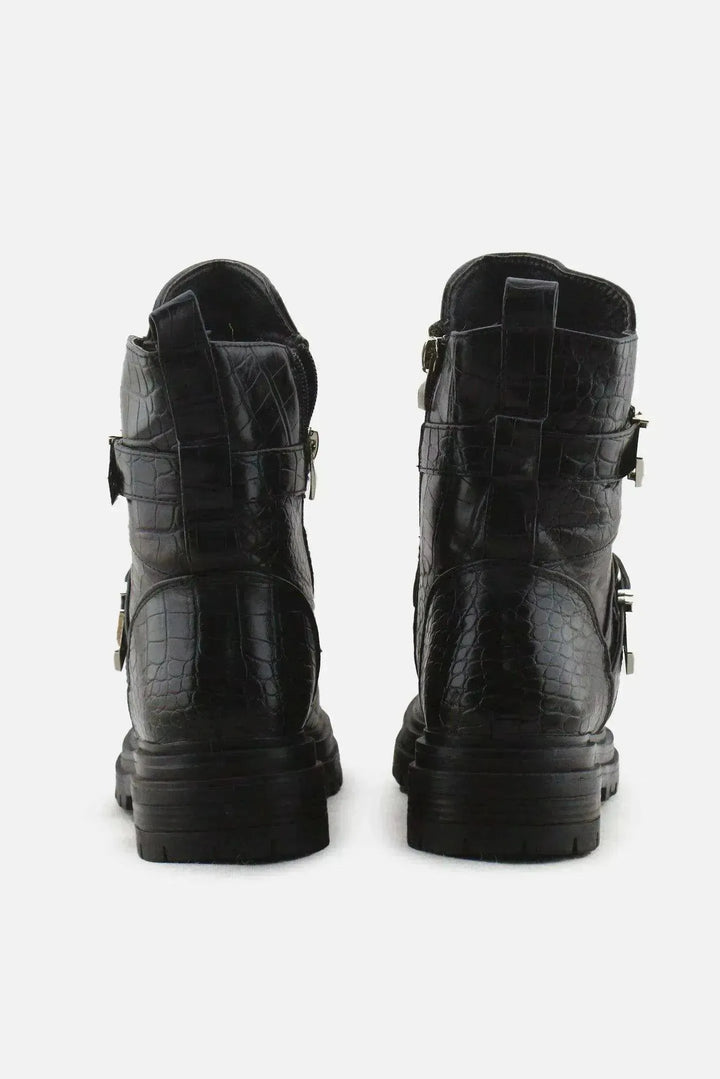 European Brand Zipper Buckle Straps Combat Ankle Boots | 100% Authentic Leather - sundaybazar