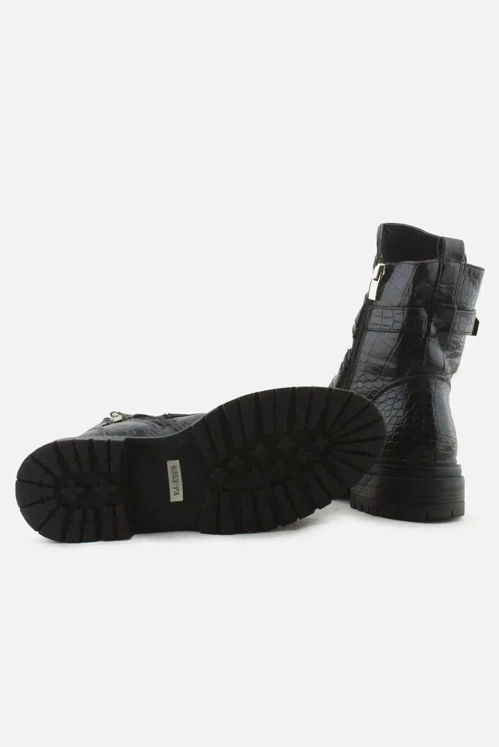 European Brand Zipper Buckle Straps Combat Ankle Boots | 100% Authentic Leather - sundaybazar