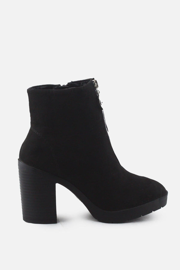 European Brand Zipper Block Ankle Boots | Suede