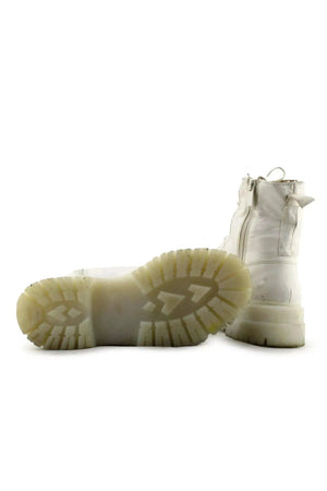 Stradivarius Zipper Laces Combat Ankle Boots | 100% Authentic Leather - sundaybazar