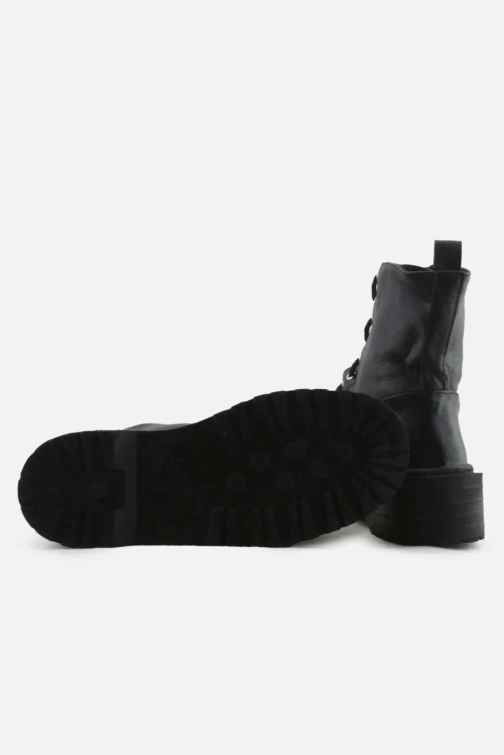 Pull & Bear Zipper Laces Combat Ankle Boots | 100% Authentic Leather - sundaybazar