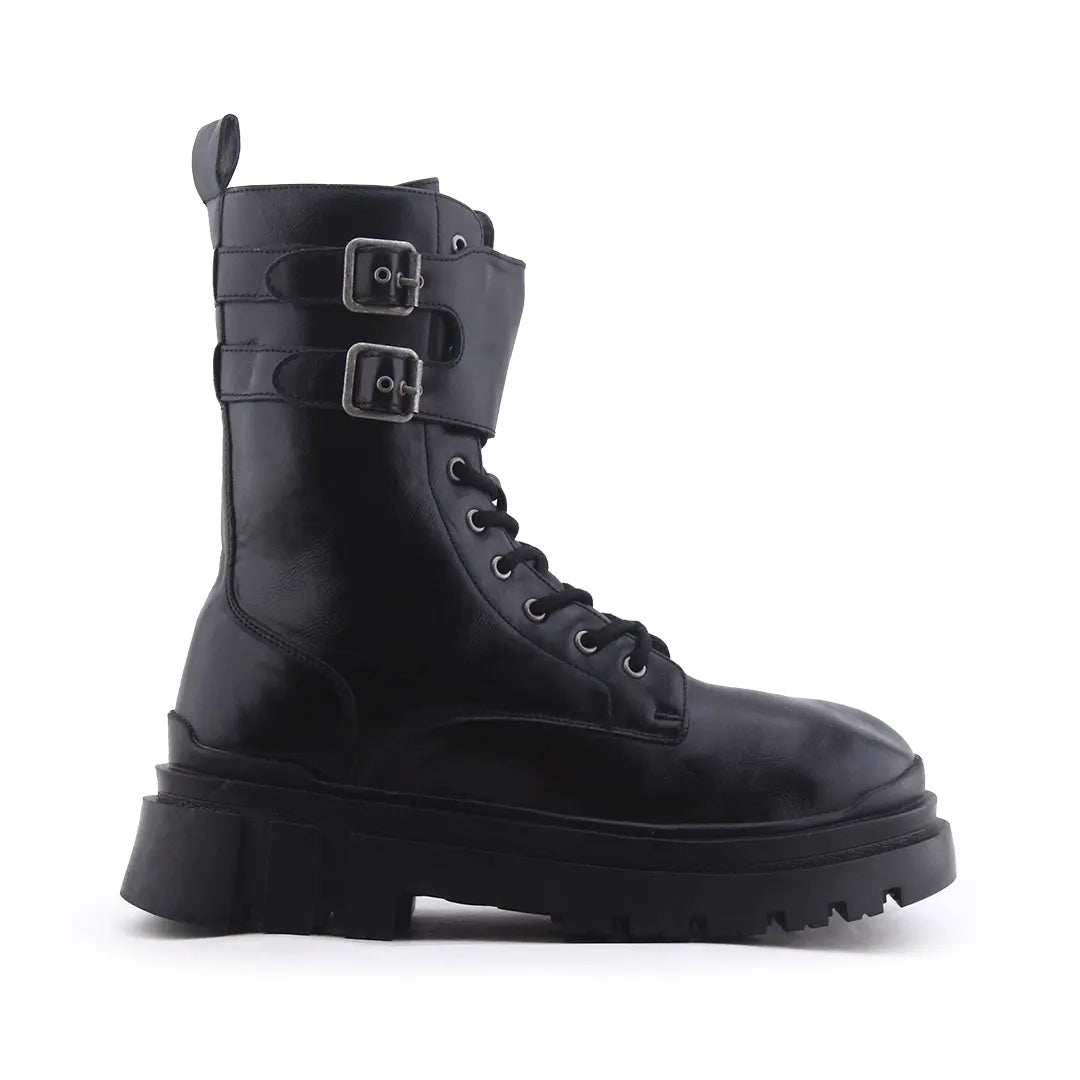 Bershka Zipper Lace Up Buckle Strap Ankle Boot | 100% Authentic Leather