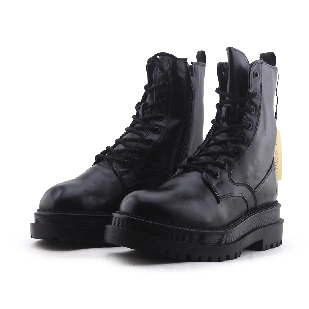 Stradivarius Zipper Lace Up Ankle Boot | 100% Authentic Leather