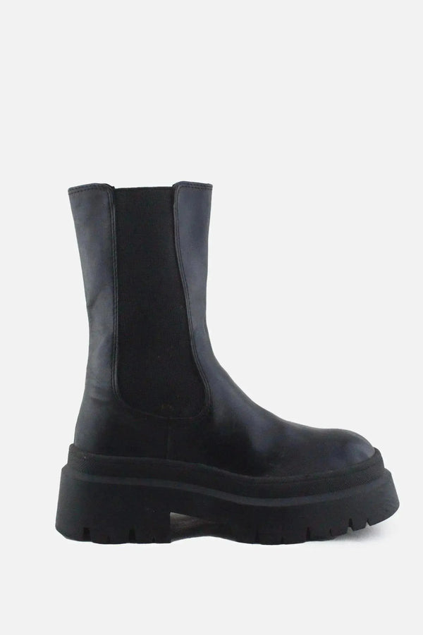 Pull & Bear Stretchable Combat Ankle Boots |100% Authentic Leather - sundaybazar