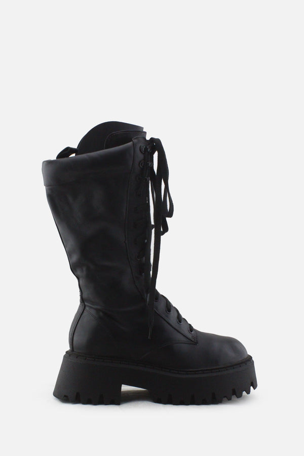 Zara Zipper Laces Knee High Boots |100% Authentic Leather