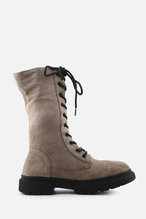 European Brand Zipper Laces Combat Ankle Boots | Suede