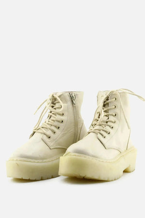 Pull & Bear Zipper Laces Combat Ankle Boots | 100% Authentic Leather - sundaybazar
