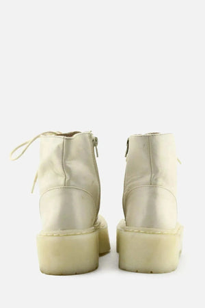 Pull & Bear Zipper Laces Combat Ankle Boots | 100% Authentic Leather - sundaybazar