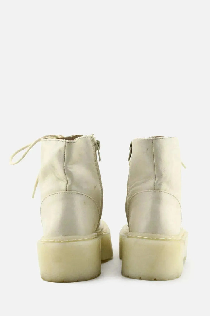 Pull & Bear Zipper Laces Combat Ankle Boots | 100% Authentic Leather - sundaybazar