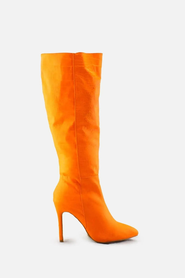 European Brand Zipper Stilettos Knee High Boots | 100% Synthetic Leather