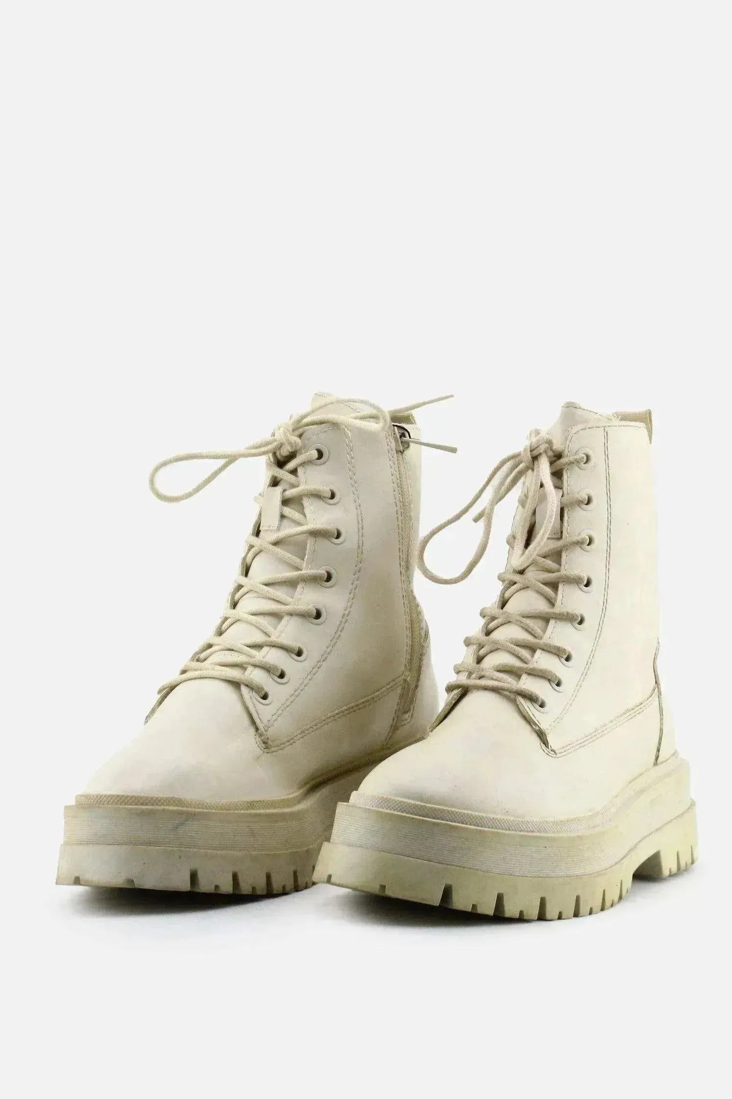 Stradivarius Zipper Laces Combat Ankle Boots | 100% Authentic Leather - sundaybazar