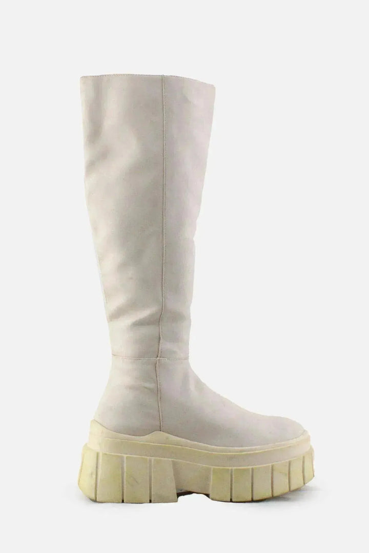 Bershka Zipper Knee High Boots | 100% Authentic Leather - sundaybazar