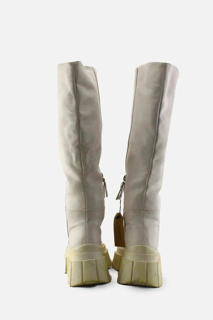 Bershka Zipper Knee High Boots | 100% Authentic Leather - sundaybazar