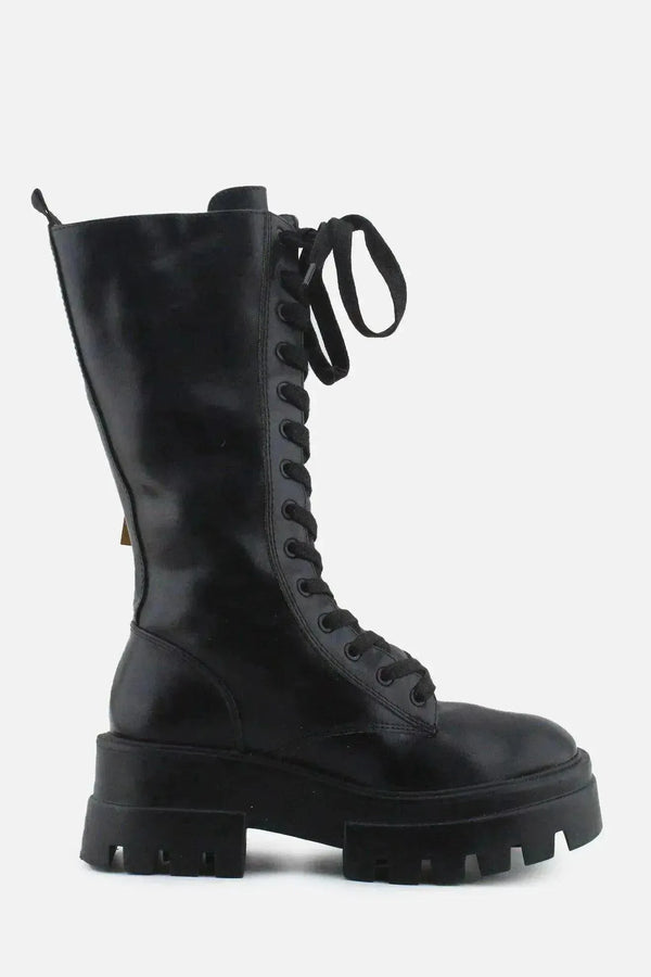 Pull & Bear Zipper Laces Combat Ankle Boots | 100% Authentic Leather - sundaybazar