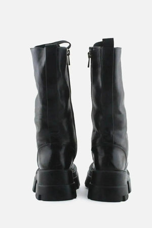 Pull & Bear Zipper Laces Combat Ankle Boots | 100% Authentic Leather - sundaybazar