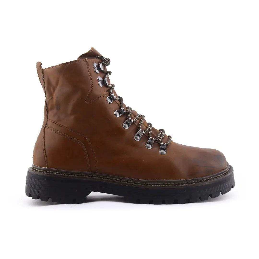 Pull & Bear Zipper Lace Up Ankle Boot  | 100% Authentic Leather