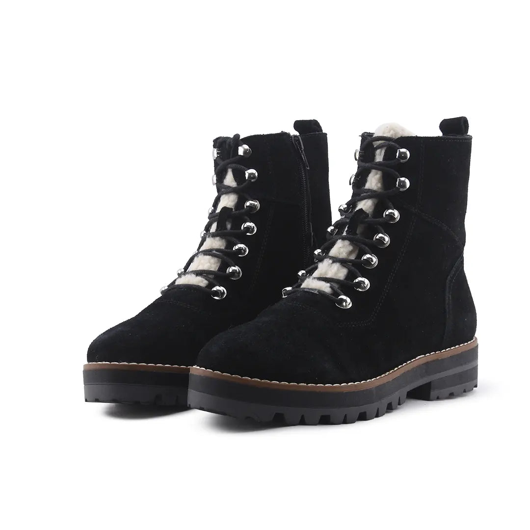 Crown & Ivy Zipper Lace Up Suede Ankle Boot