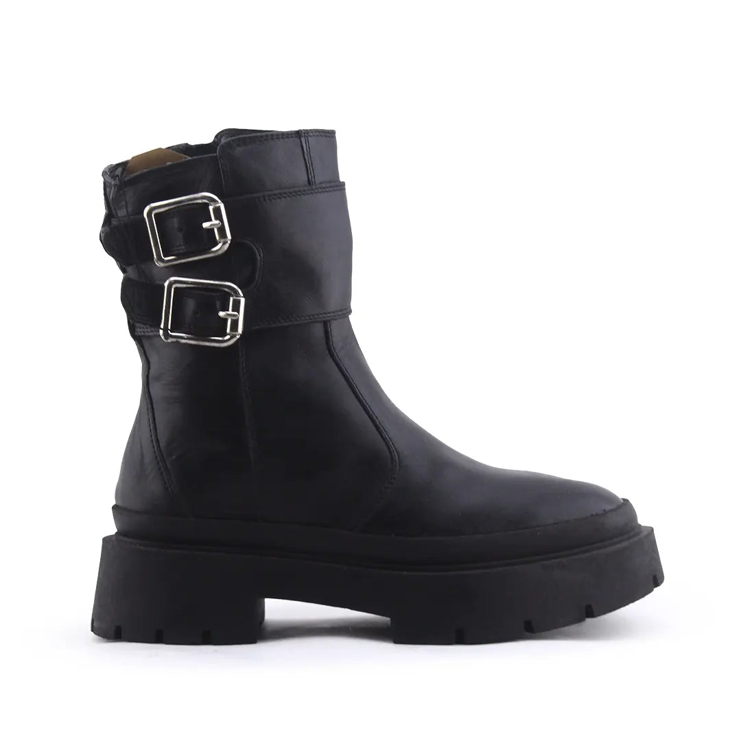 Zara Zipper Buckle Strap Ankle Boot  | 100% Authentic Leather