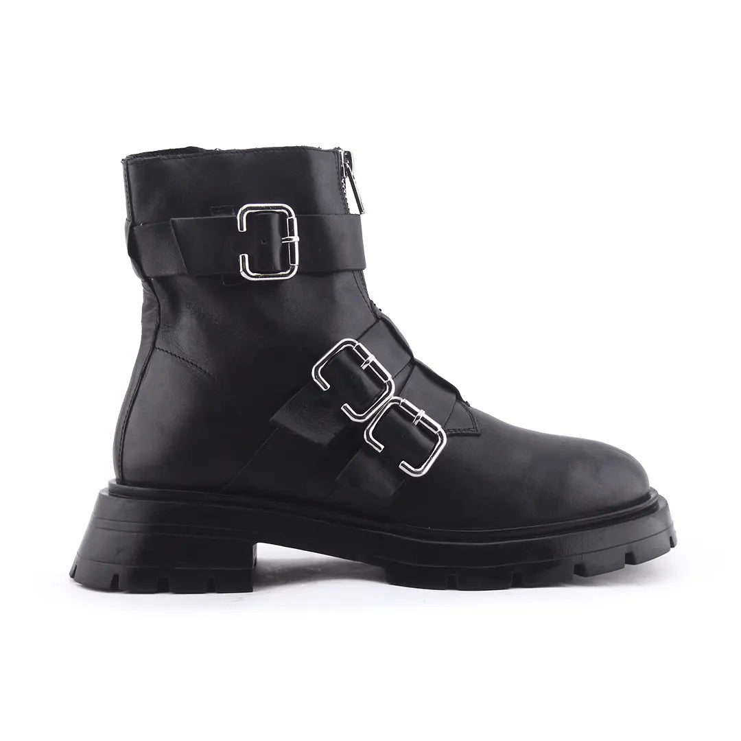 Zara Zipper Buckle Strap Ankle Boot  | 100% Authentic Leather