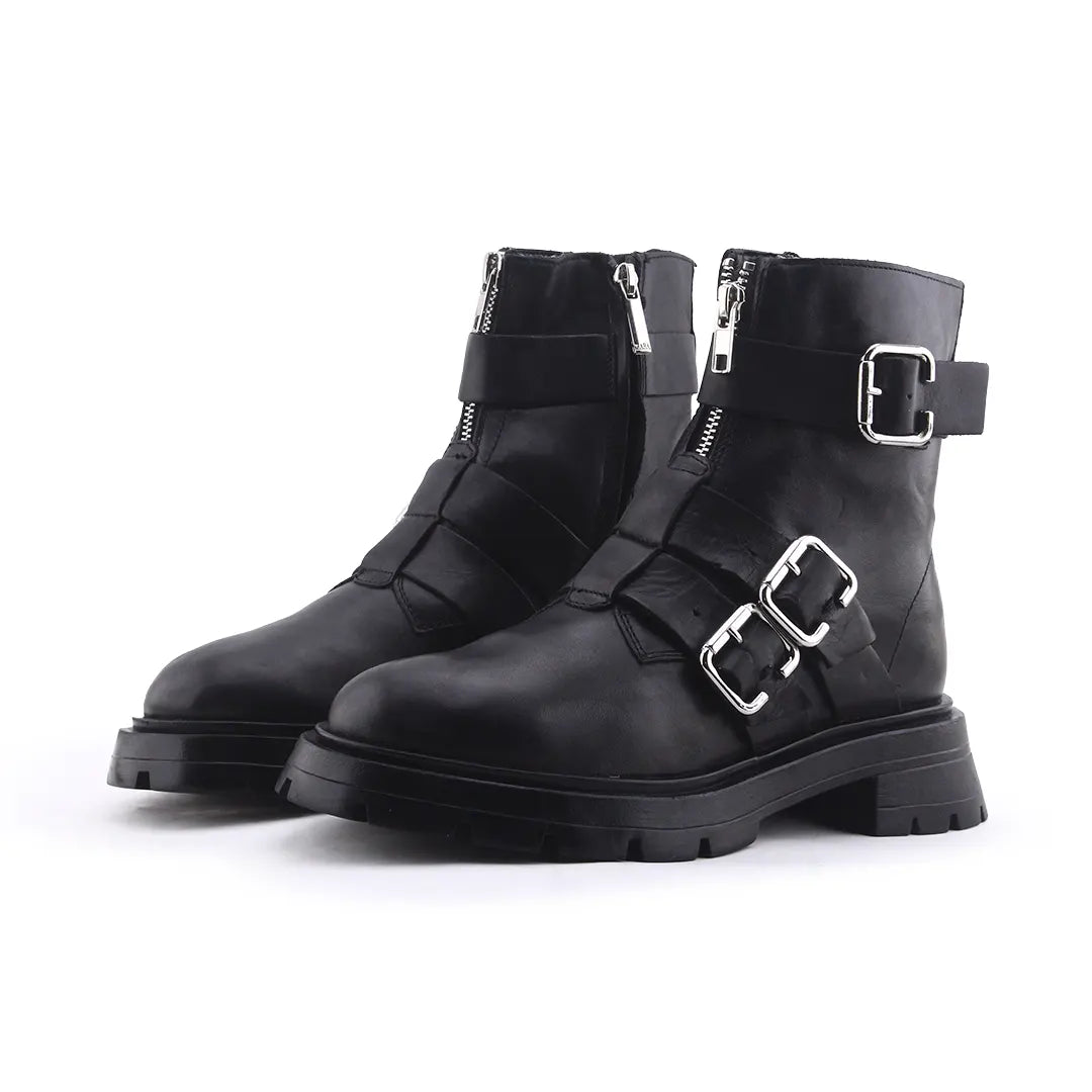 Zara Zipper Buckle Strap Ankle Boot  | 100% Authentic Leather