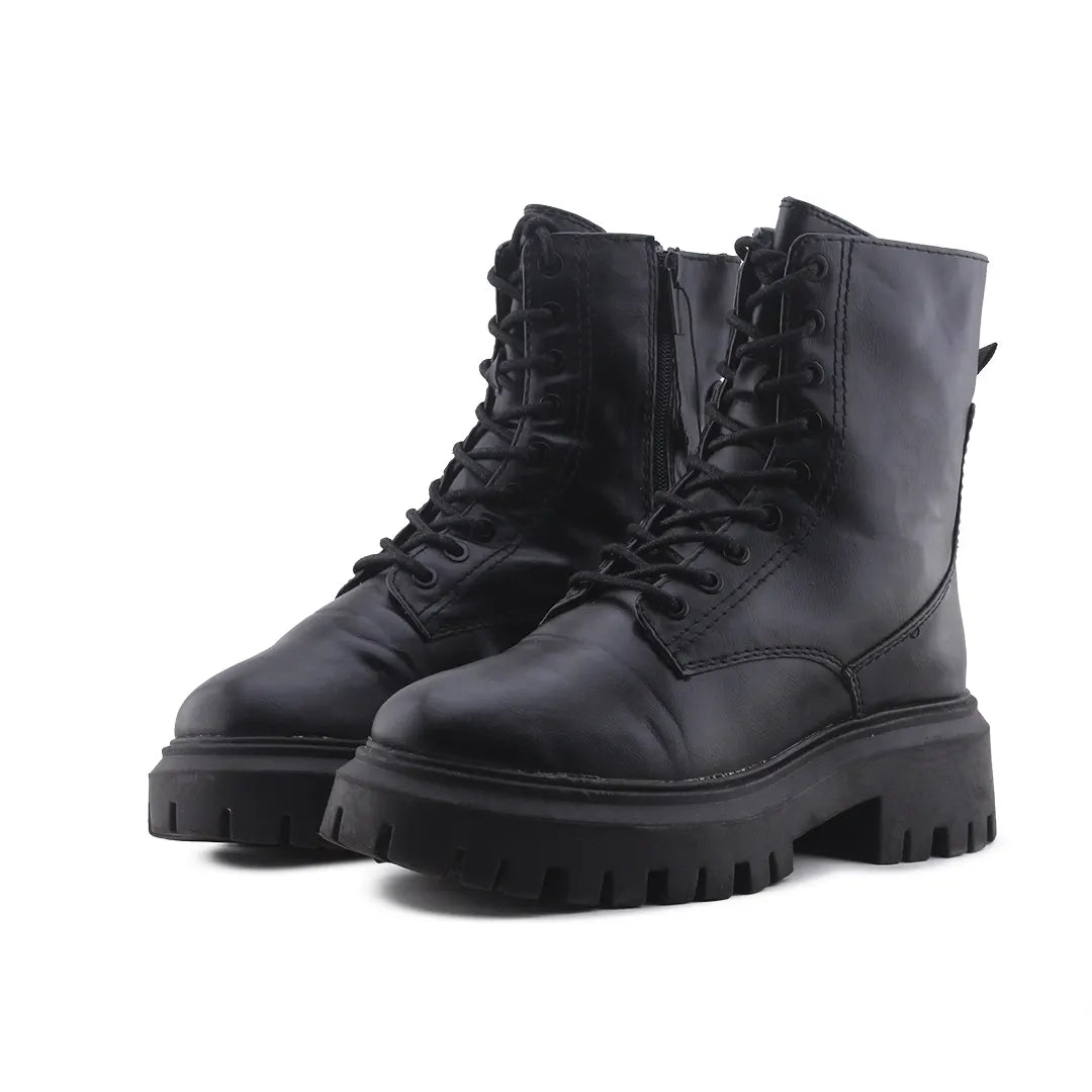 Stradivarius Zipper Lace Up Ankle Boot | 100% Authentic Leather