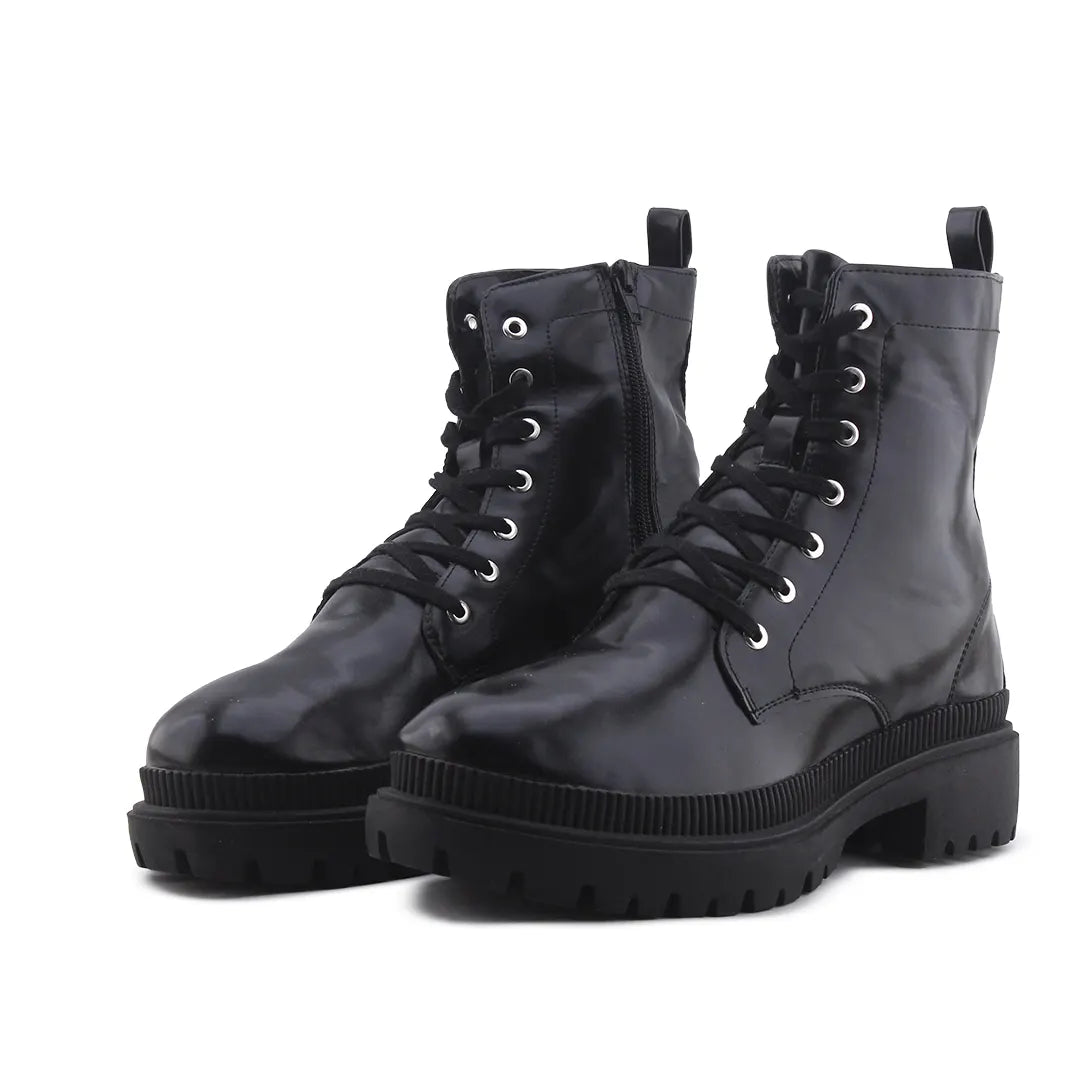 Lefties Zipper Lace Up Ankle Boot | 100% Authentic Leather