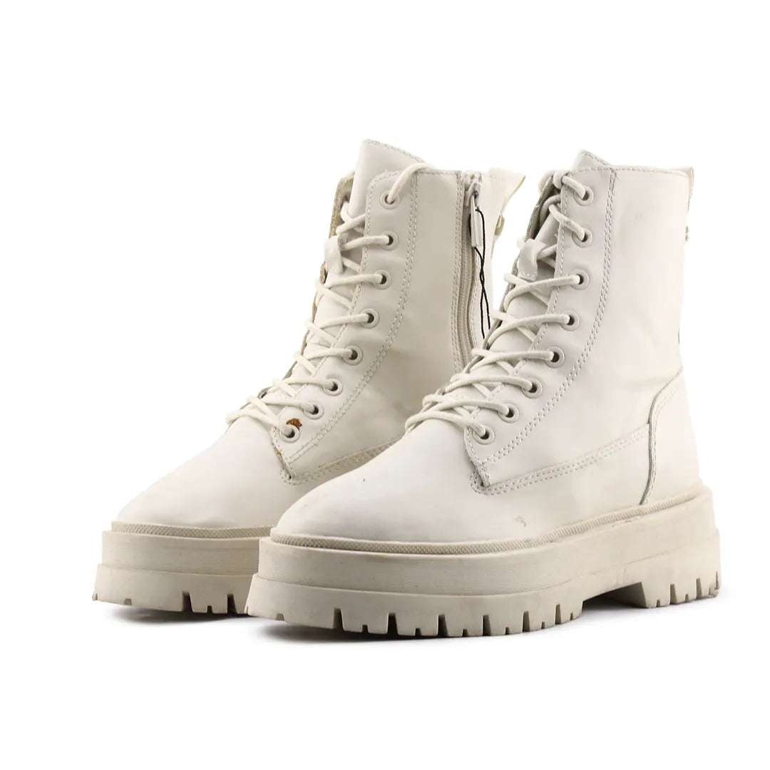 Stradivarius Zipper Lace Up Ankle Boot | 100% Authentic Leather