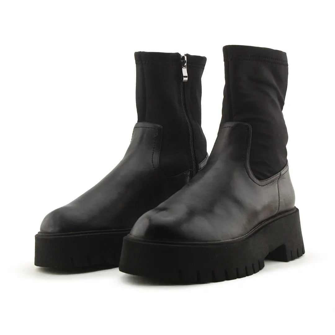 Stradivarius Zipper Stretchable Ankle Boot | 100% Authentic Leather