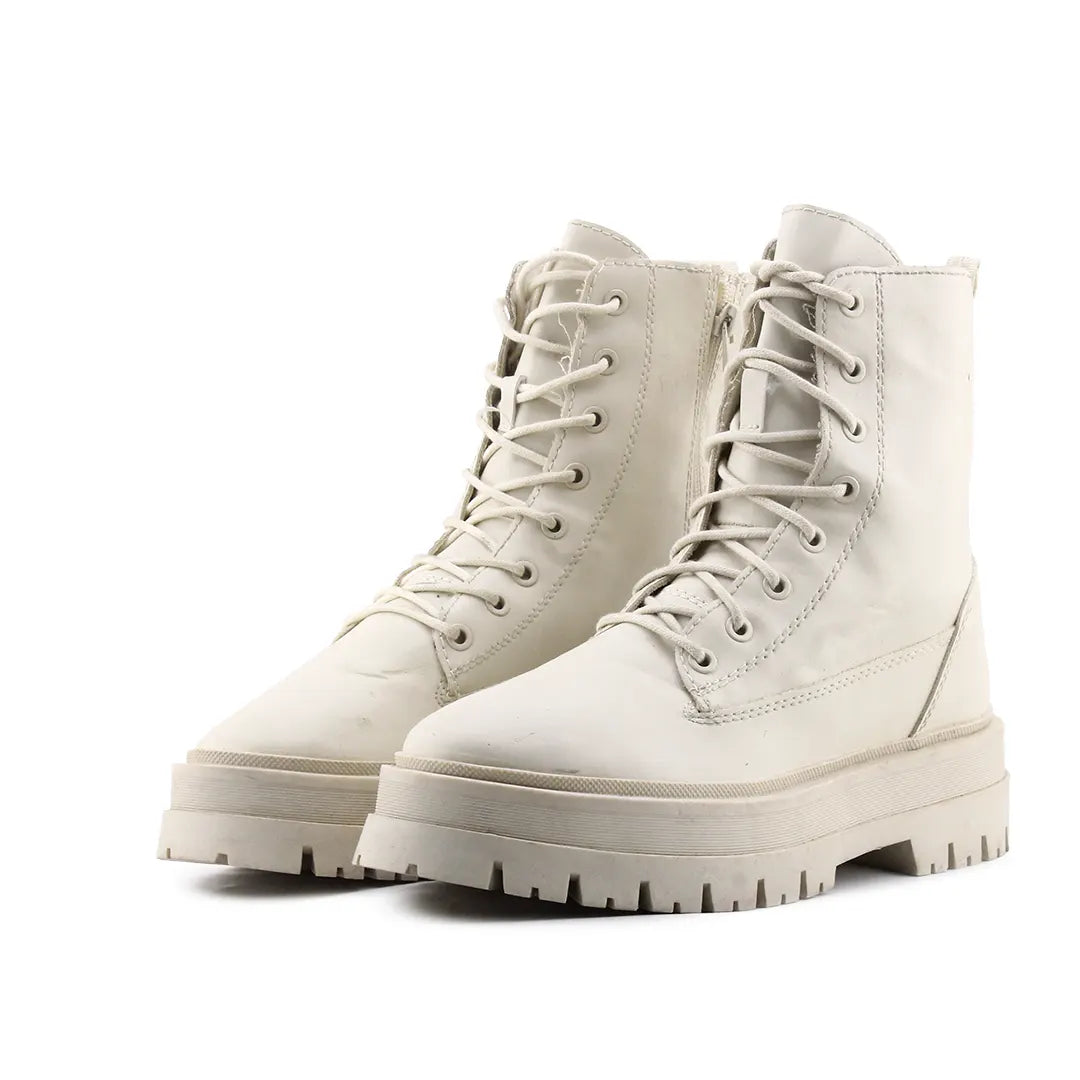 Stradivarius Zipper Lace Up Ankle Boot | 100% Authentic Leather