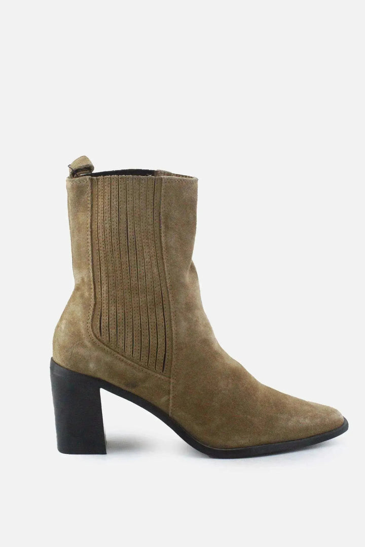 Zara Stretchable Block Ankle Boots | Suede - sundaybazar