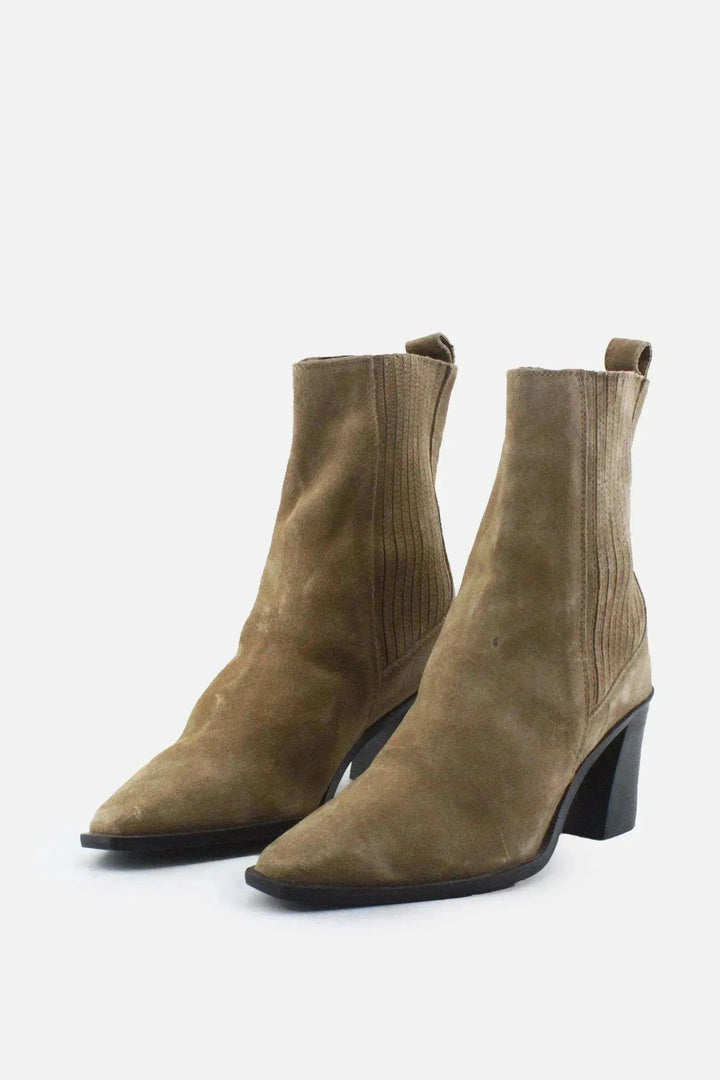 Zara Stretchable Block Ankle Boots | Suede - sundaybazar