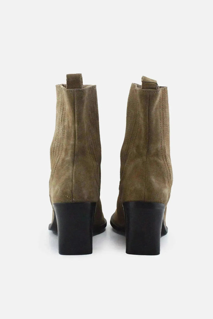 Zara Stretchable Block Ankle Boots | Suede - sundaybazar
