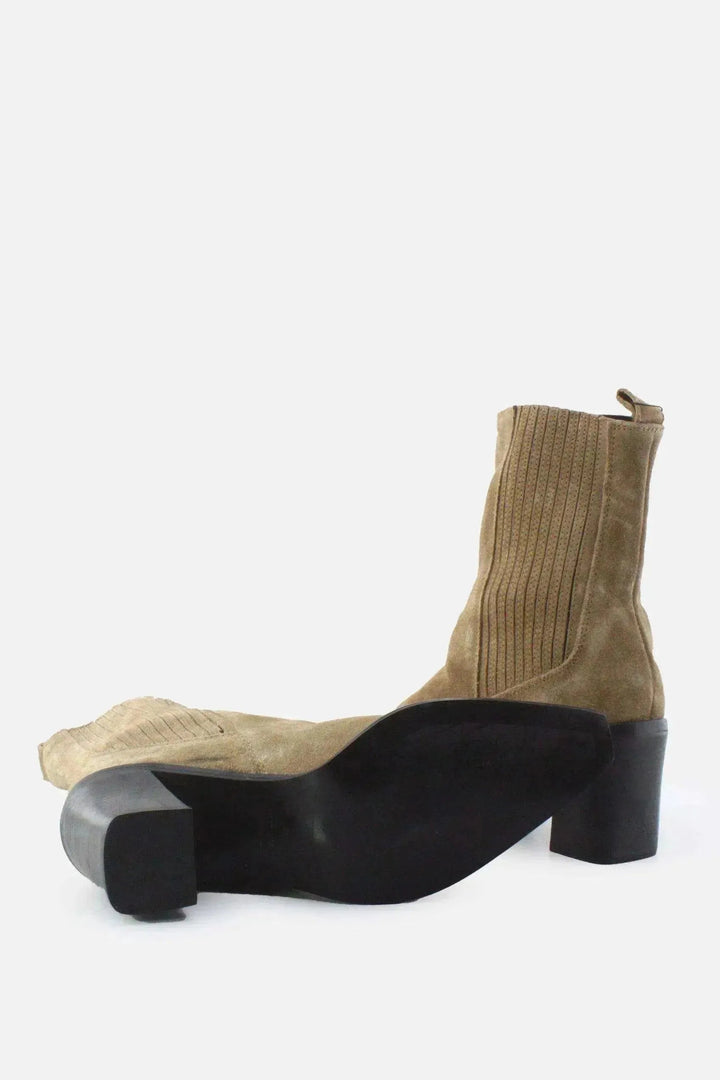Zara Stretchable Block Ankle Boots | Suede - sundaybazar