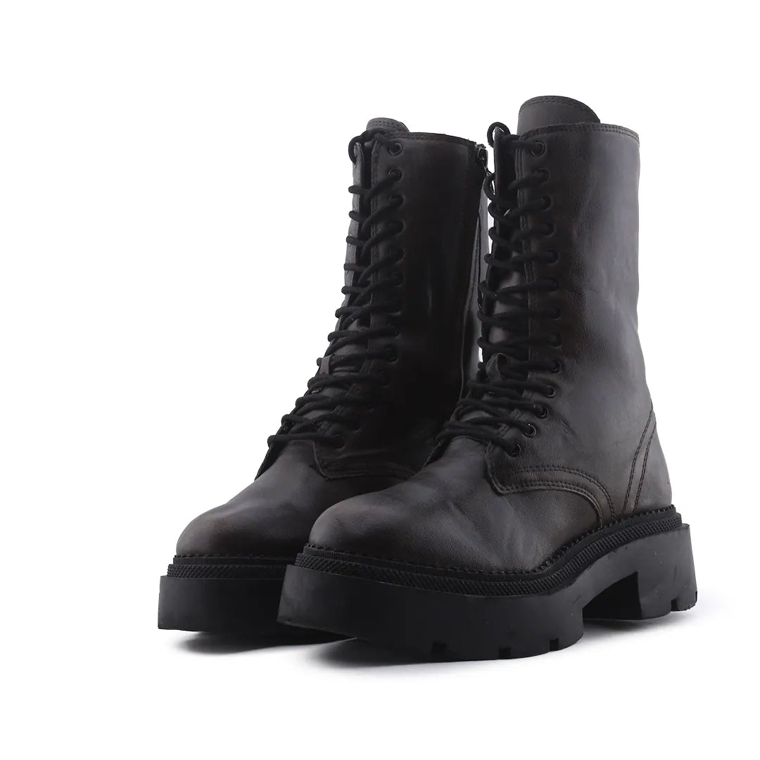 Zara Zipper Lace Up Ankle Boot | 100% Authentic Leather