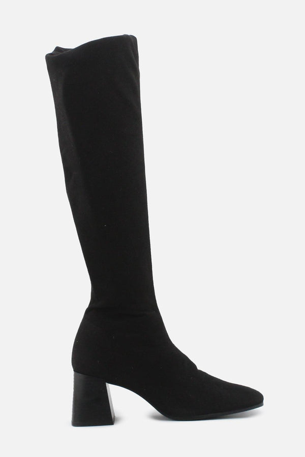 Zara Zipper Block Heels Over The Knee Sock Boots | Suede