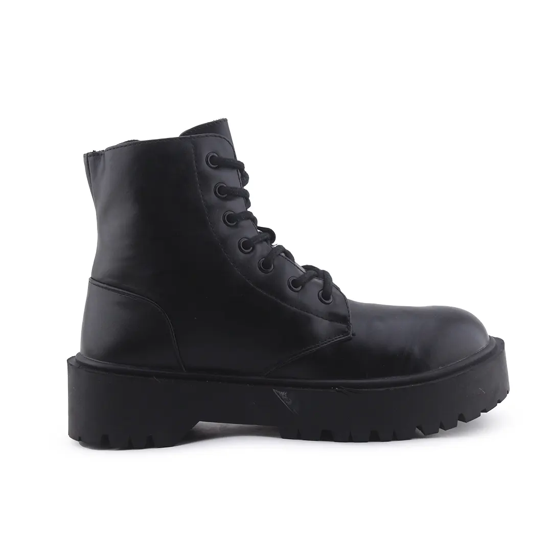 Pull & Bear Zipper Lace Up Ankle Boot | 100% Authentic Leather
