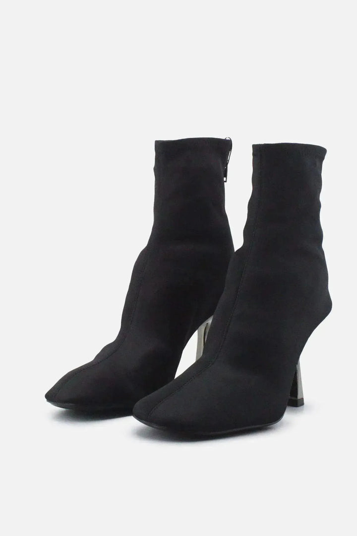 Zara Zipper Stilettos Ankle Boots | Textile - sundaybazar