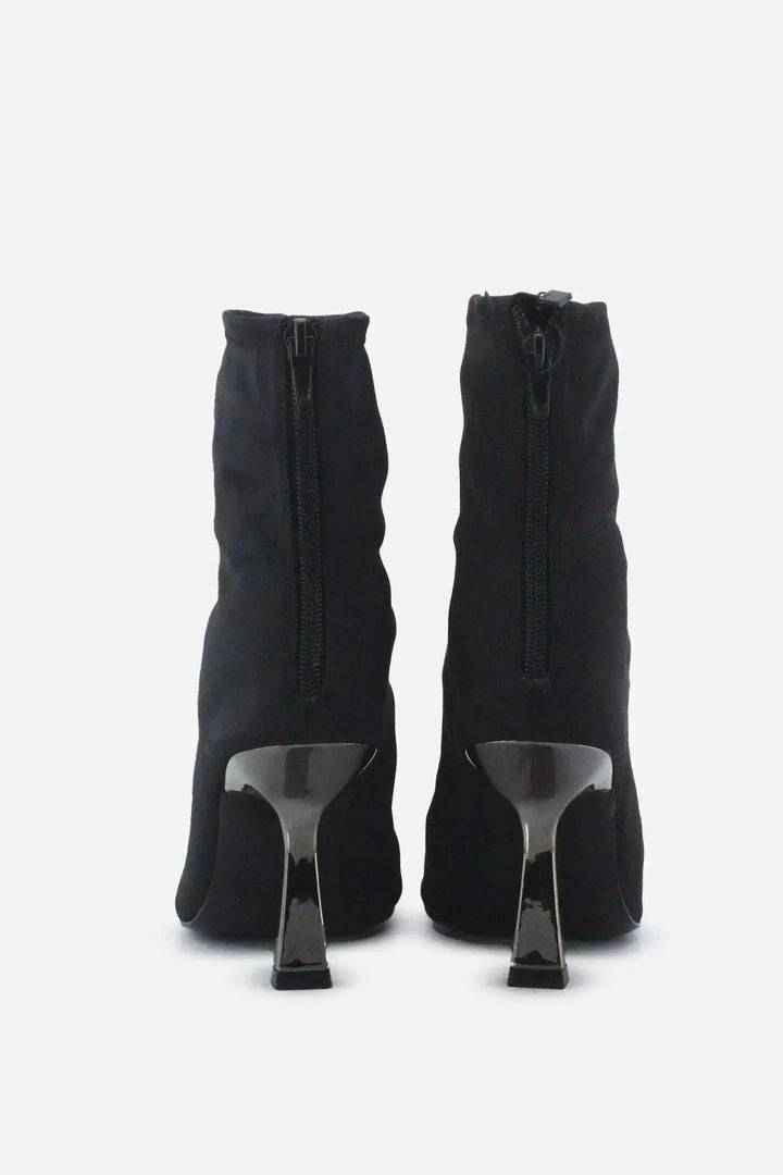 Zara Zipper Stilettos Ankle Boots | Textile - sundaybazar