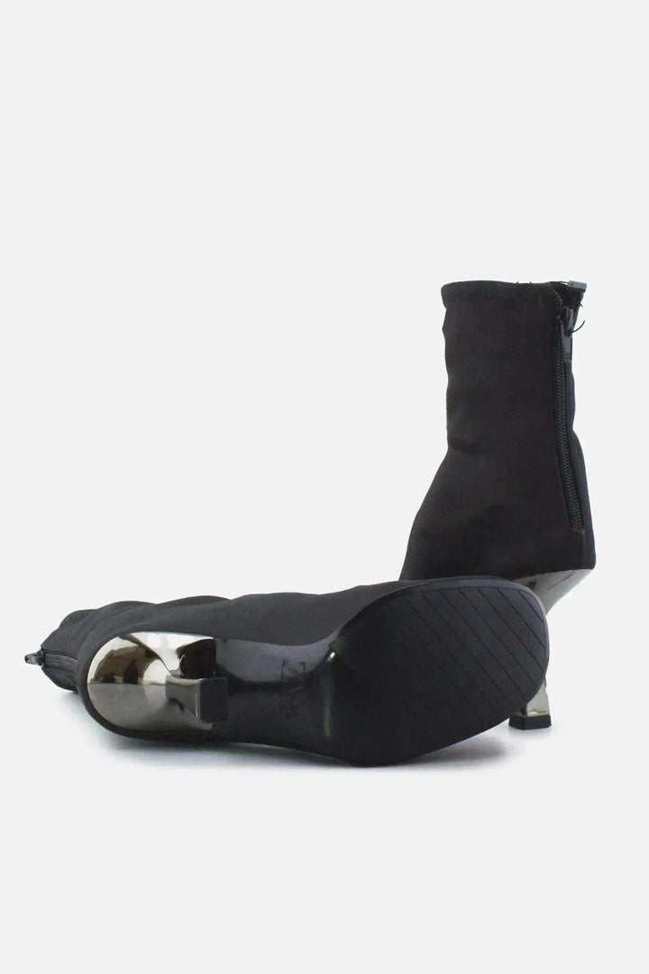 Zara Zipper Stilettos Ankle Boots | Textile - sundaybazar
