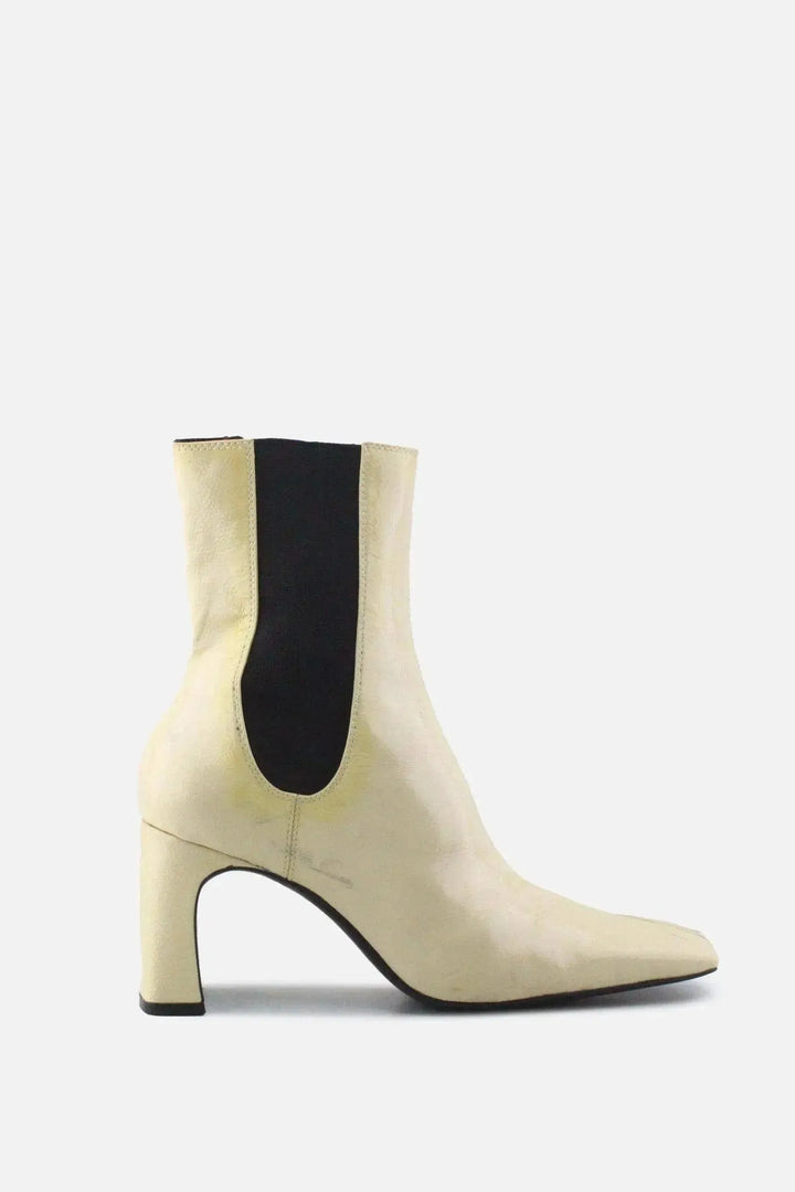 Zara Stretchable Block Ankle Boots | 100% Authentic Leather - sundaybazar