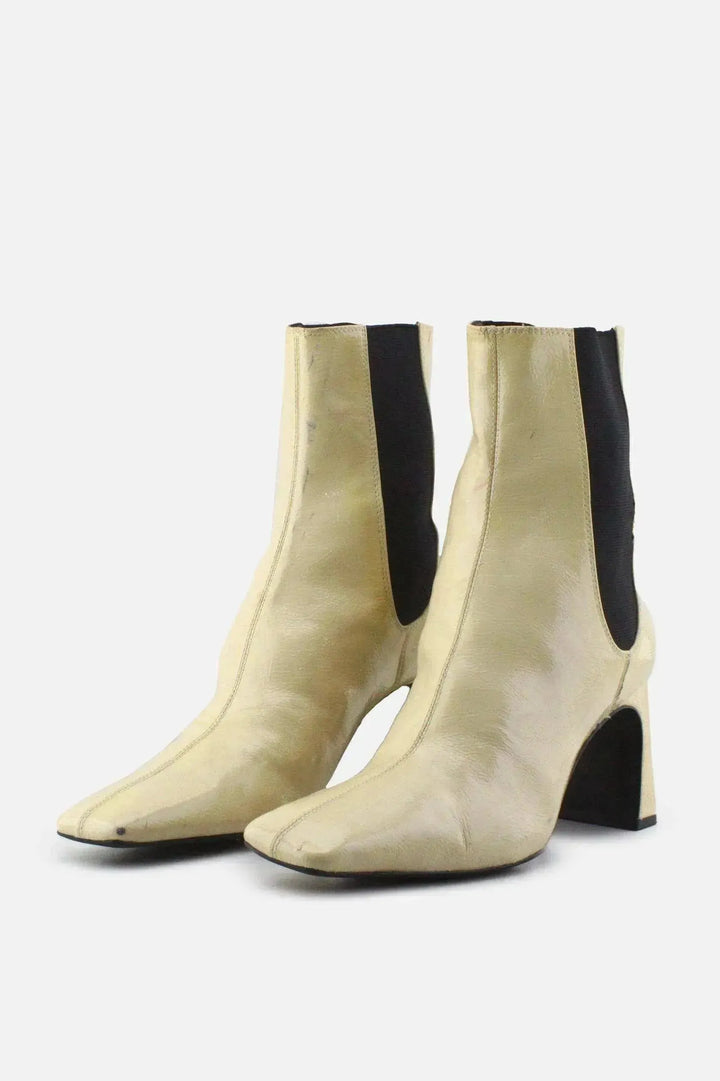 Zara Stretchable Block Ankle Boots | 100% Authentic Leather - sundaybazar