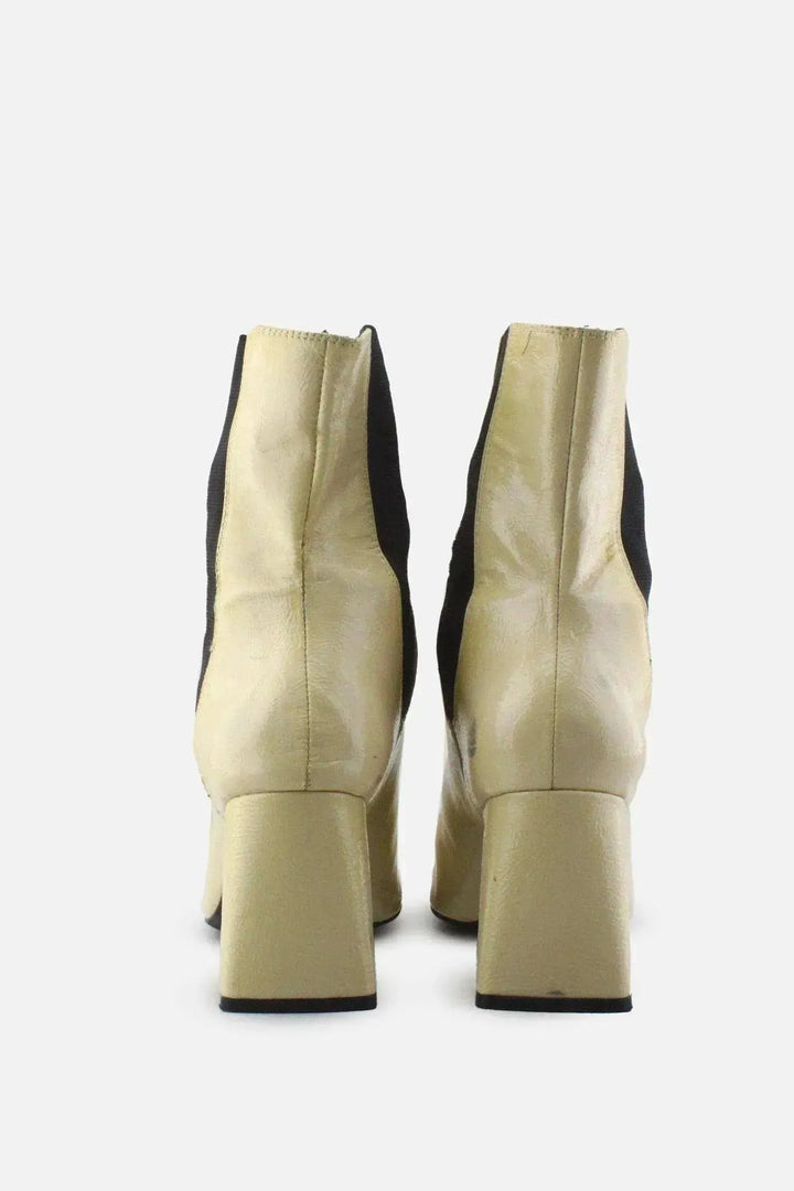 Zara Stretchable Block Ankle Boots | 100% Authentic Leather - sundaybazar