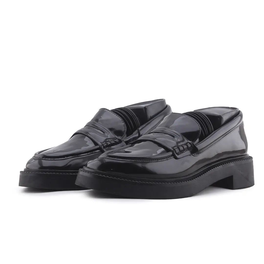 Zara Patent Penny Strap Loafers